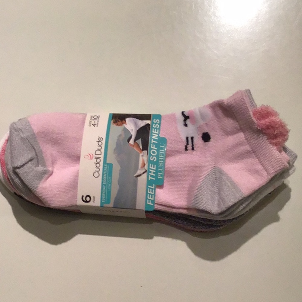 Cuddl Duds Low Cut Socks-6 Pair Cat/Panda